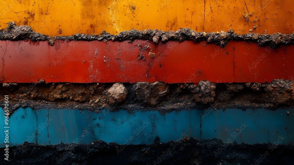 Poster close up of core samples from deep drilling project in russia revealing layered earth crust