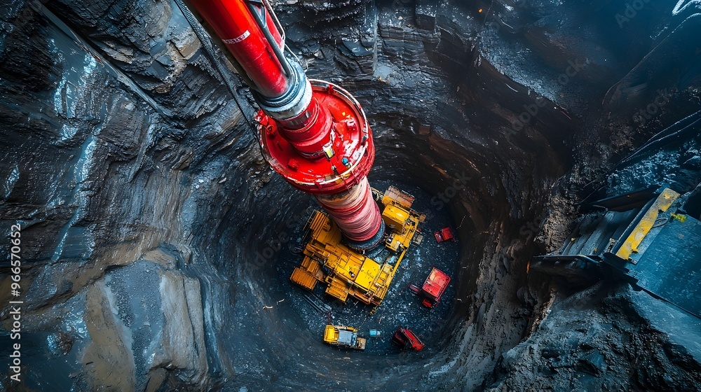 Aufkleber Close up View of Drilling Machine Boring Through Rock Layers in Chinese Ultra Deep Borehole Project