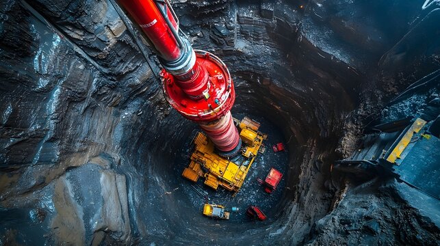 Close up View of Drilling Machine Boring Through Rock Layers in Chinese Ultra Deep Borehole Project