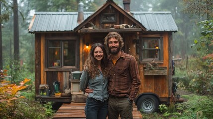 Couple in Front of Tiny House