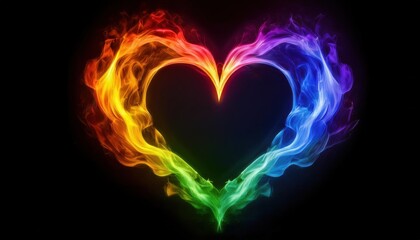 A close up of a heart made of colored smoke