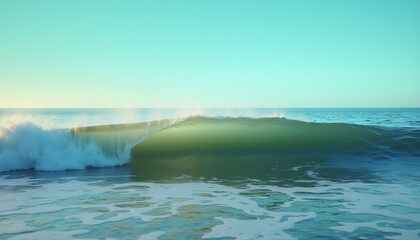 Fototapeta premium Tranquil Ocean Wave with Calm Sky and Rolling Surf