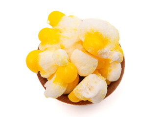 Freeze Dried Lemon Flavored Candy Isolated on a White Background