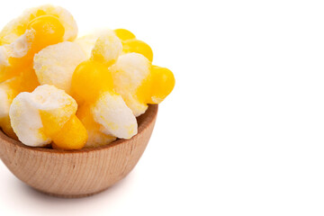 Freeze Dried Lemon Flavored Candy Isolated on a White Background