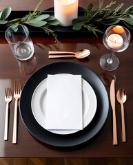 Elegant Table Setting with Rose Gold Cutlery