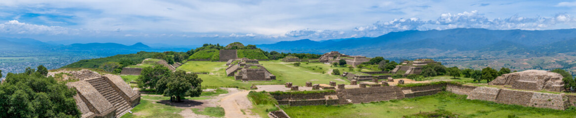 The ruins of Monte Alban, a large archaeological site in Oaxaca, Mexico
