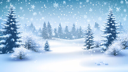 Obraz premium Winter wonderland landscape with snow and trees for christmas. Winter Wonderland. Illustration