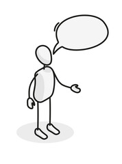 Isometric stick man figure story set characters