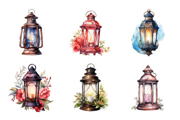 Lantern Collection Bundle Set Isolated on a Transparent Background