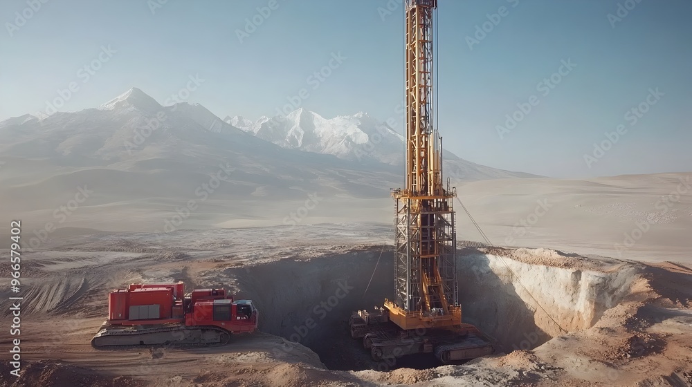 Aufkleber massive drilling tower in remote china location with heavy machinery exploring earth s deep resource