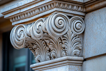 Obraz premium A close-up of a unique architectural detail on a historical building, showcasing the craftsmanship and historical significance of design elements.