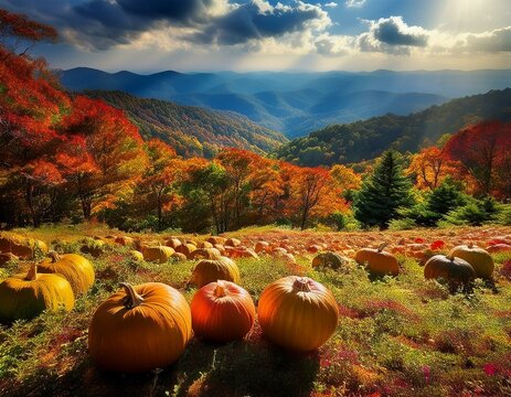 Pumpkin patch scenic view of the gorgeous blue ridge parkway