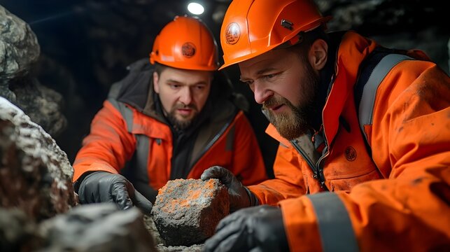 Russian Scientists Analyzing Rock Samples from Deep Earth Drilling for Geological Studies