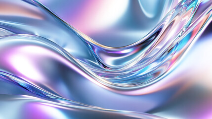 Fototapeta premium Curved abstract metallic futuristic 3d fluid holographic ilustration chrome background 