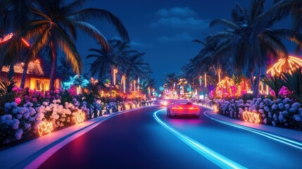 Neon Lights Night Drive
