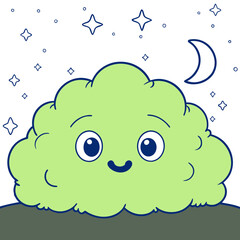 shrub moon and stars, VECTOR ART