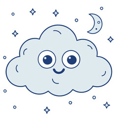 cloud stars and moon cartoon