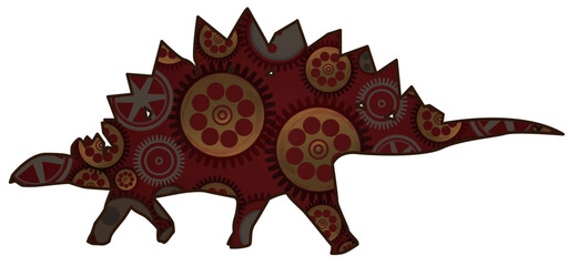 ステゴザウルスのスチームパンクのシルエットアイコン  © foolchico