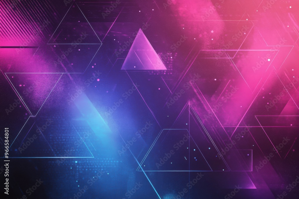 Poster abstract purple and blue geometric background with triangles and gradient textures creating a futuri