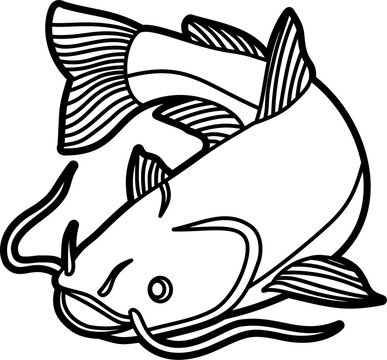 recommend clip art: Cat fish illustration outline vector