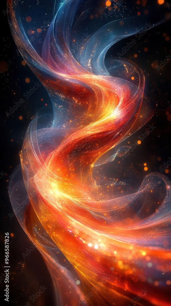 Wall mural abstract digital landscape of geometric shapes and flowing lines pulsating with vibrant colors and d