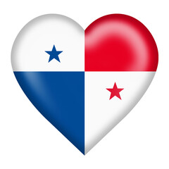 Panama flag heart button with clipping path