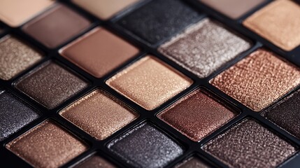 Close-up of a wide range of eyeshadow palette colors, perfect for makeup art and beauty enthusiasts seeking variety and quality.