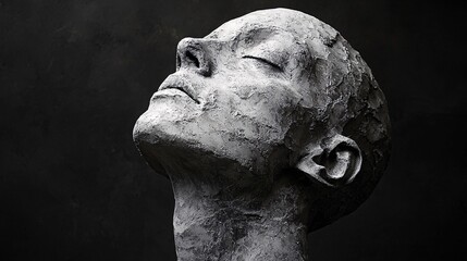 A neck portrayed as a stone statue, representing the immobility and rigidity of stiffness.