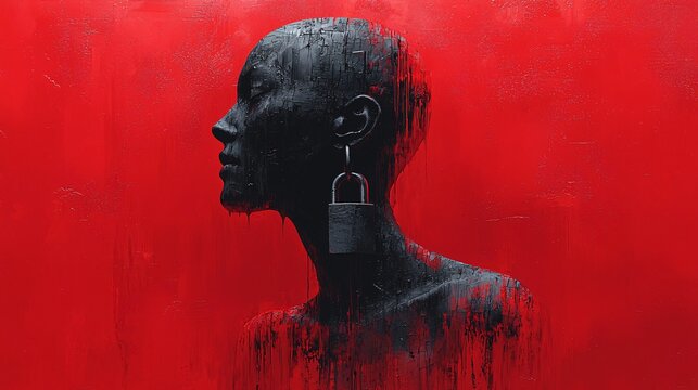 A stylized image of a neck locked in place with a padlock, symbolizing the inability to move freely.