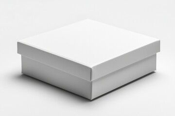 Fototapeta premium White Cardboard Box with Lid Closed on White Background