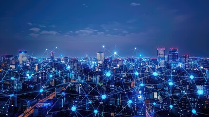 futuristic modern smart city with global communication network technology.