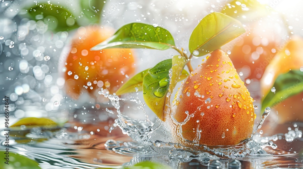 Wall mural A Pear Splashing in Water