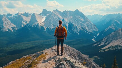 Hiker on Mountain Peak