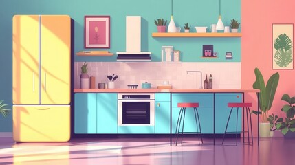 Cabinet flat design side view urban theme animation vivid