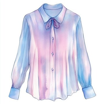 watercolor blouse pink blue pastel clip art preview