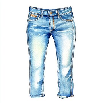 watercolor blue jeans pants clip art preview