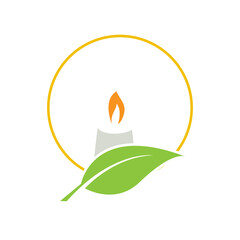 Candle and Leaf logo PNG