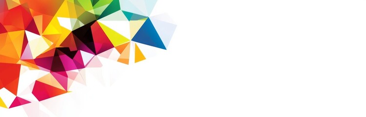 Colorful Geometric Triangular Background Vector Presentation Design with White Space on the Right Side, Minimalist Style with Copy Space for Text

