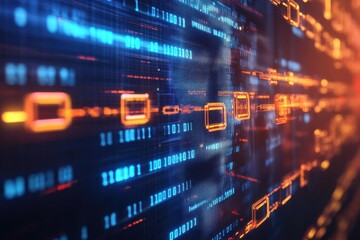 A computer screen with a face made of binary code