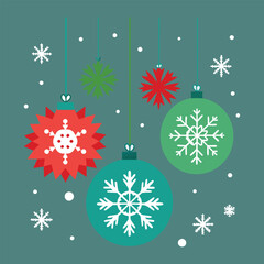 Elegant Merry Christmas white card vector with decorative hanging ornaments. Perfect for greeting cards, holiday invites, and festive designs. Add a stylish touch to your celebration.