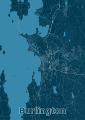 Burlington, Vermont, United States artistic blueprint map poster
