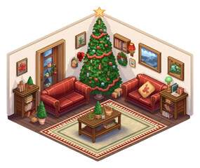 PNG Simple christmas living room furniture art architecture.