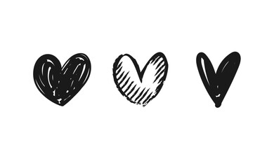 heart doodles, hand drawn heart icons. Love symbol, heart shape.