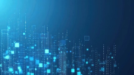 Background Abstract for Blue colored Tech Finance Fintech Pixel Pattern. Abstract Business Tech Science Vector Backdrop