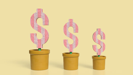 The Dollar Symbol in plant for Business concept 3d rendering.