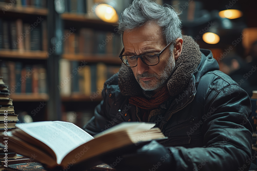 Fototapete a skilled linguist translating complex texts between multiple languages, showcasing language profici