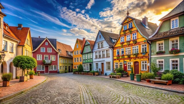 Historic center of Ploen, Germany with colorful buildings and cobblestone streets, Ploen, Germany