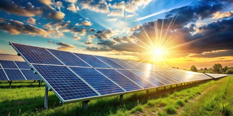 Solar panels producing clean energy from sunlight , renewable, sustainable, power, electricity, technology