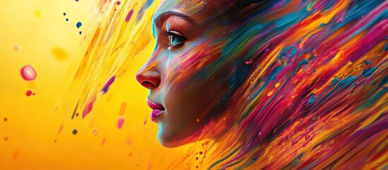 Colorful abstract portrait blending vibrant hues and expression.