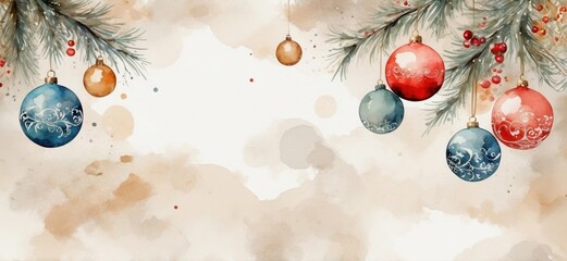 Elegant Watercolor Christmas Ornaments with Intricate Festive Decorations for Holiday Designs